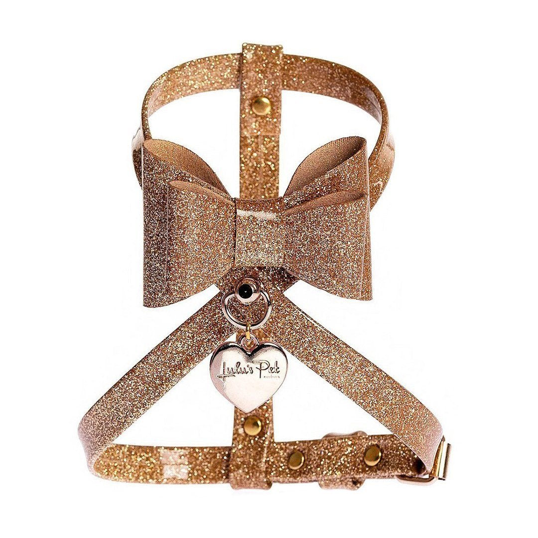Golden Glittered Dog Harness