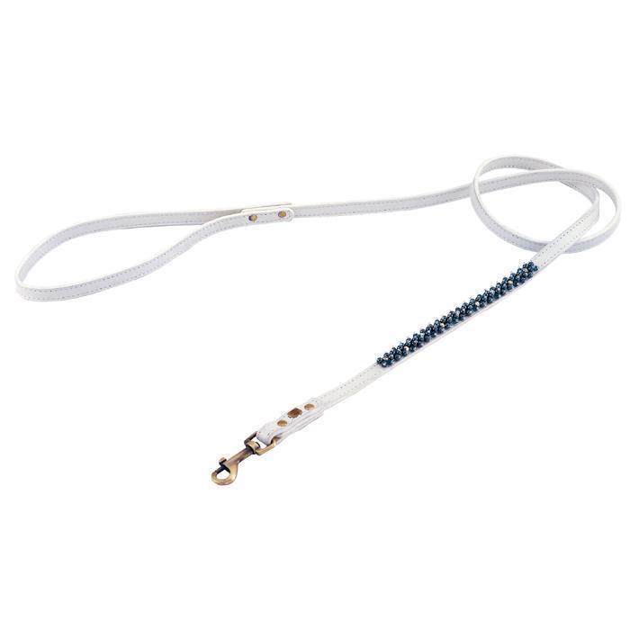 White/Hematite Mini Beaded Dog Leash